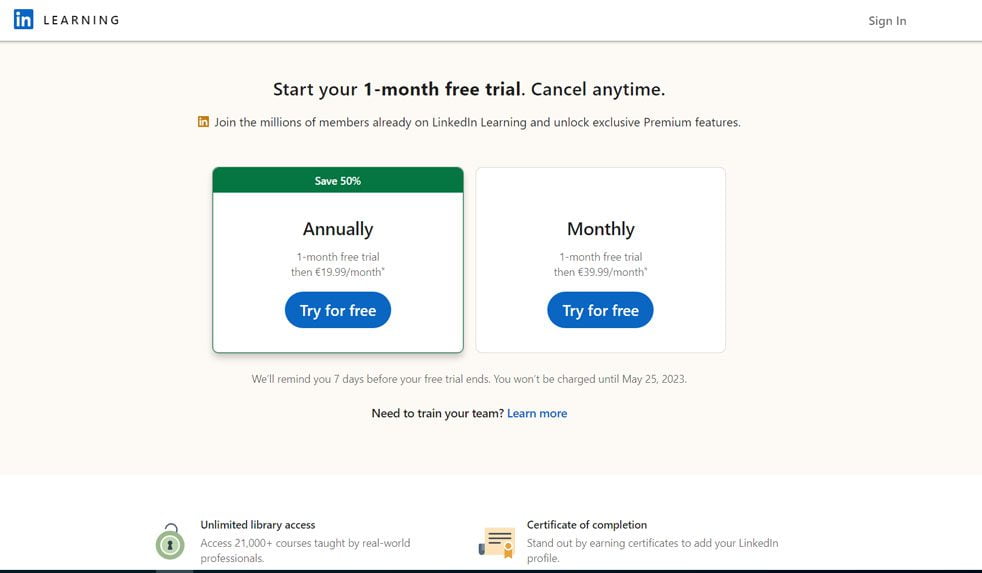 linkedin learning Price